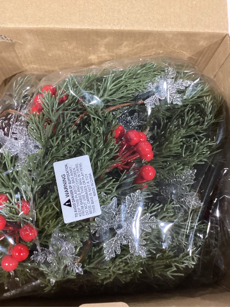 Condition photo showing Good Condition for 9FT Cedar Garland Decor, Artificial Cypress Garlands with LED String Lights, Green Pine Greenery Garland Christmas Decorations for Dining Table, Mantel, Porch, Wall, Stairs, Winter Xmas Decor