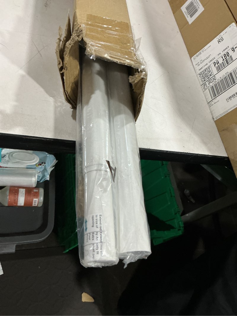 Condition photo showing Good Condition for tension curtain rod by ezfurni, 42-123 inches, heavy duty tension rods for windows, adjustable spring loaded curtain rods no drilling, renter friendly, hold up blackout curtains and non slip, white white 42-123 inches