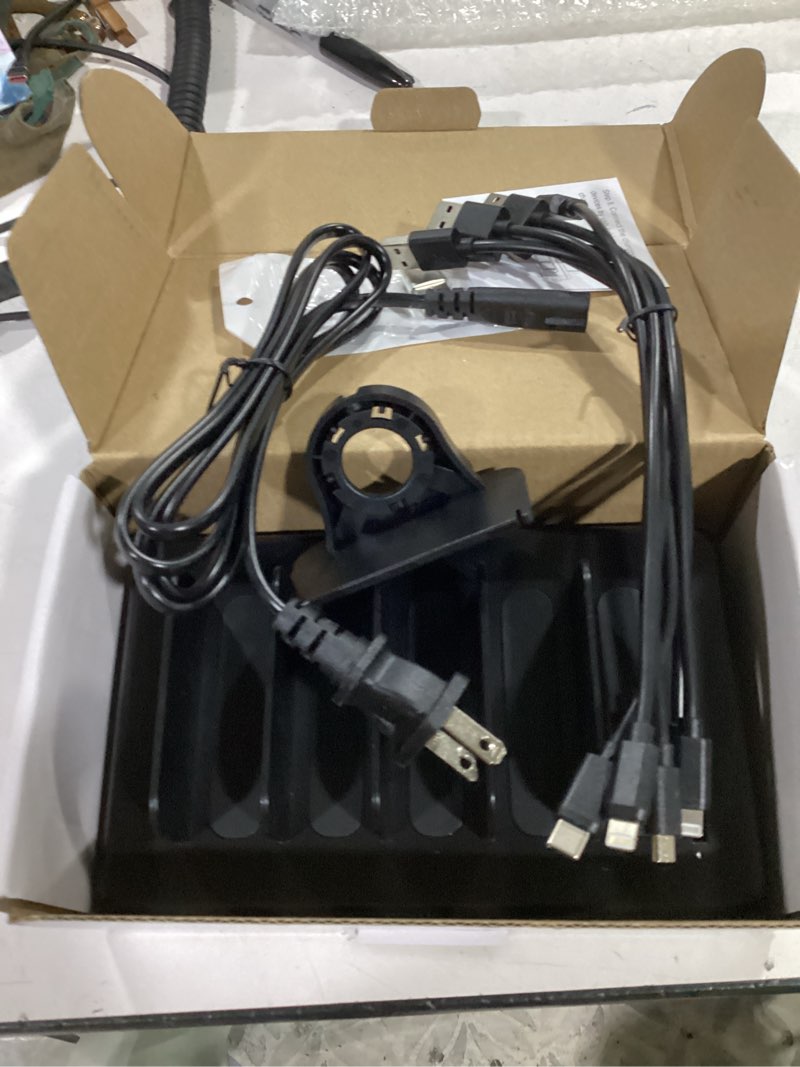 Condition photo showing New/Like New for charging station for multiple devices, creative design 50w 6 ports usb charger station with apple watch holder & 6 cables, charging dock for ipad cellphone kindle tablet and other electronic (black)