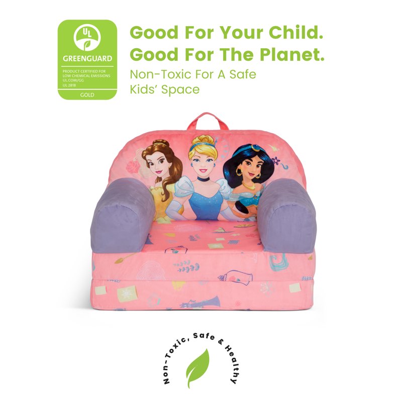 Delta Children - Disney Princess Cozee Buddy Flip-Out Kids Chair, Pink