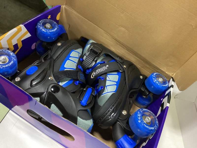 Condition photo showing Good Condition for Nattork Roller Skates for Kids Boys Girls, 4 Size Adjustable Rollerskates with Light Up Wheels for Children Beginners for Outdoor Indoor Blue Medium (13C-2)