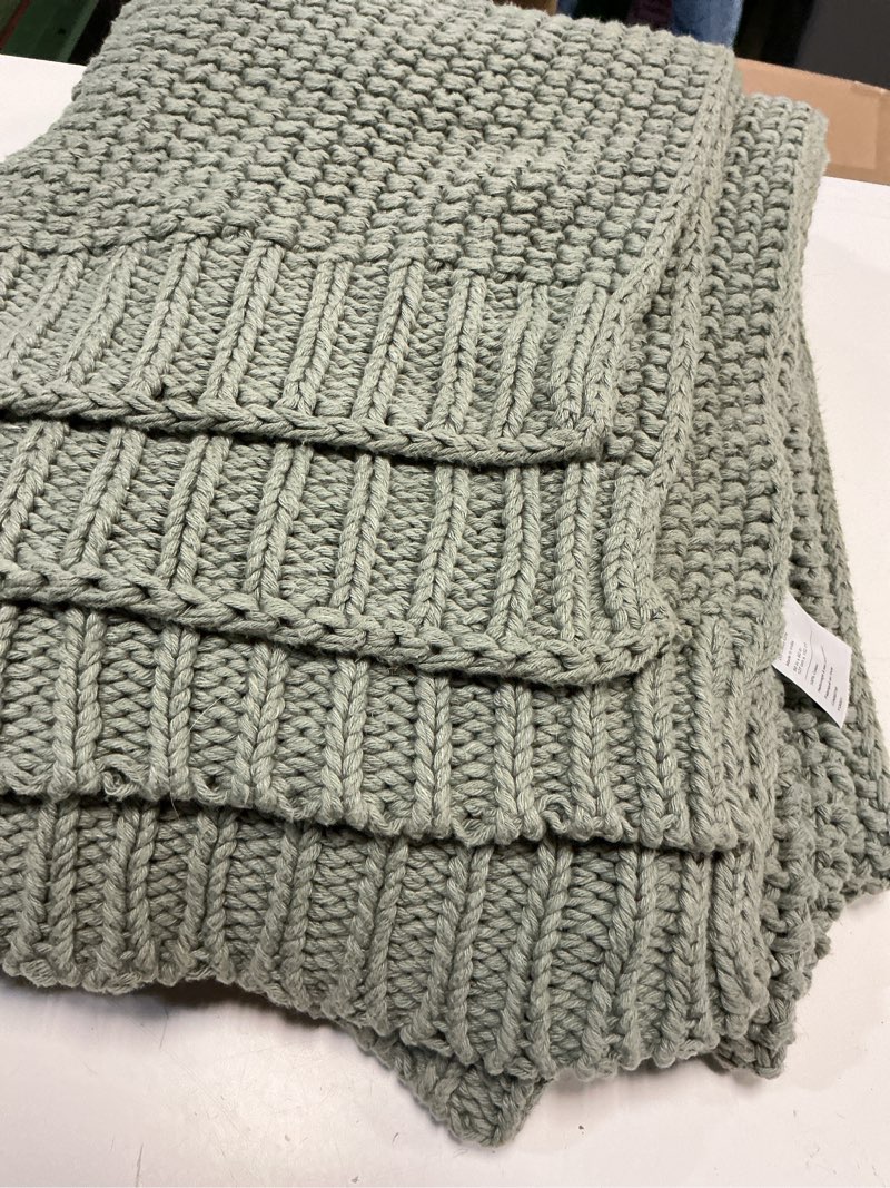 quince cotton fisherman throw color: dried sage size: 50x60