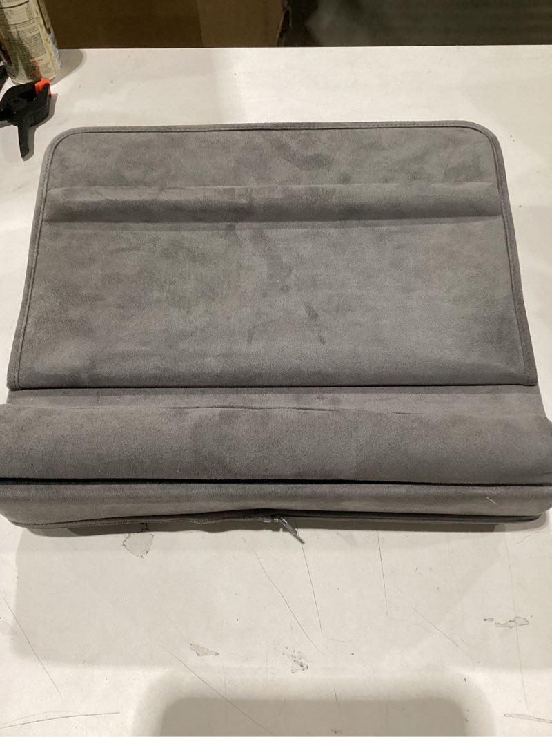 Condition photo showing Good Condition for Laptop Lap Desk with Cushion, Adjustable Lap Desk Pillow with Storage, Portable Lap Table for Adults Student, Laptop Stand for Bed Office College Dorm Home Room Couch, Fits Up to 14.9" PC Tablet, Gray Ash Gray
