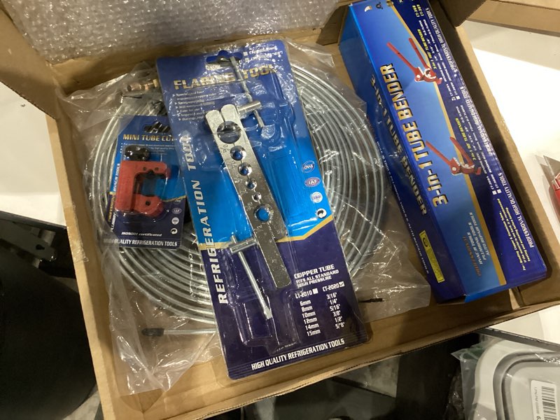 Condition photo showing As Is for smseace 26pack 3/16 inch brake line kit include 25 ft zinc-plated brake lines with fitting(16pcs fittings,2pcs union+4pcs nut) brake line bender,single flare tool,cutter 3/16 inch brake line kit 3/16inch silver