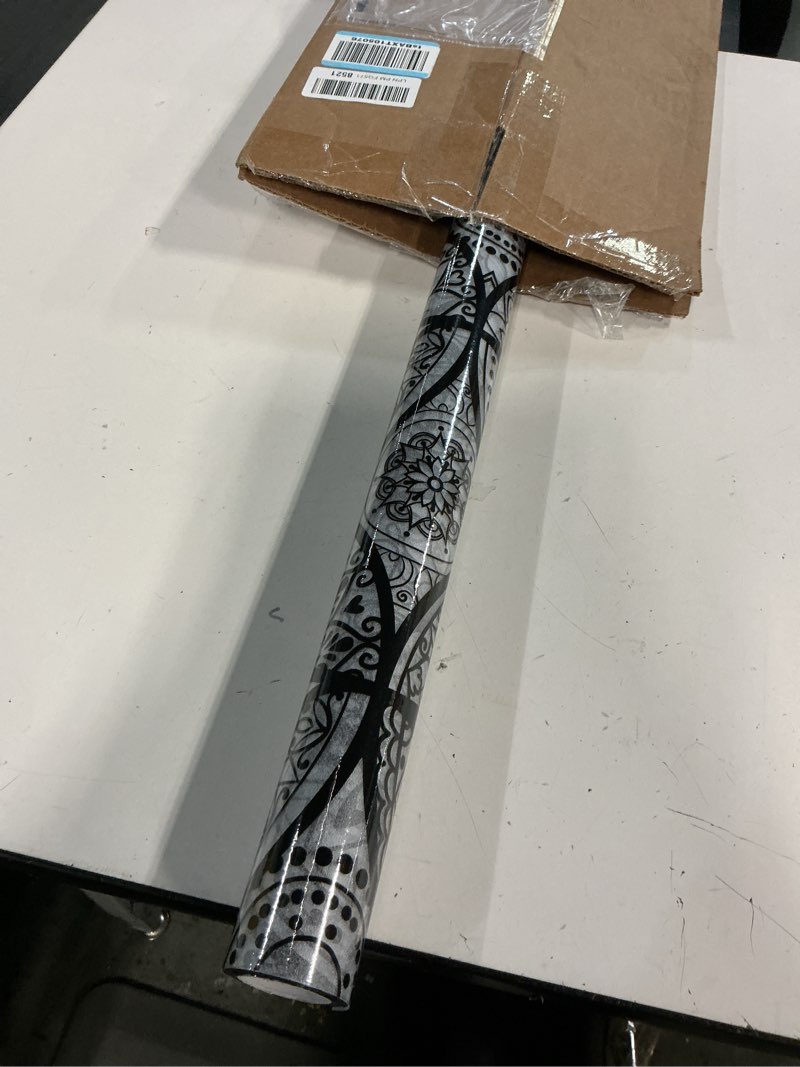 Condition photo showing Good Condition for DKTIE Boho Stained Glass Look Window Privacy Film with Installation Tools, Decorative Frosted Glass Window Film Static Cling No Glue Removable, Pure Black, 35.4" x 118.1" Pure Black 35.4" x 118.1" (with tools)