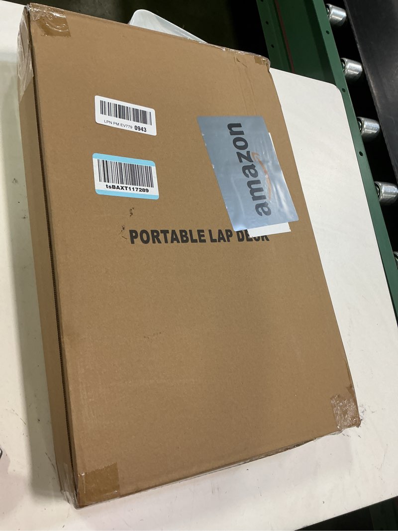 Condition photo showing New/Like New for Home Office Lap Desk with Wrist Rest Wrist Rest, Mouse Pad, and Phone Holder Large Laptop Bed Desk for Notebook, Laptop, Tablet, Lap Stand Fits Up to 17 Inch Laptops (Brown)