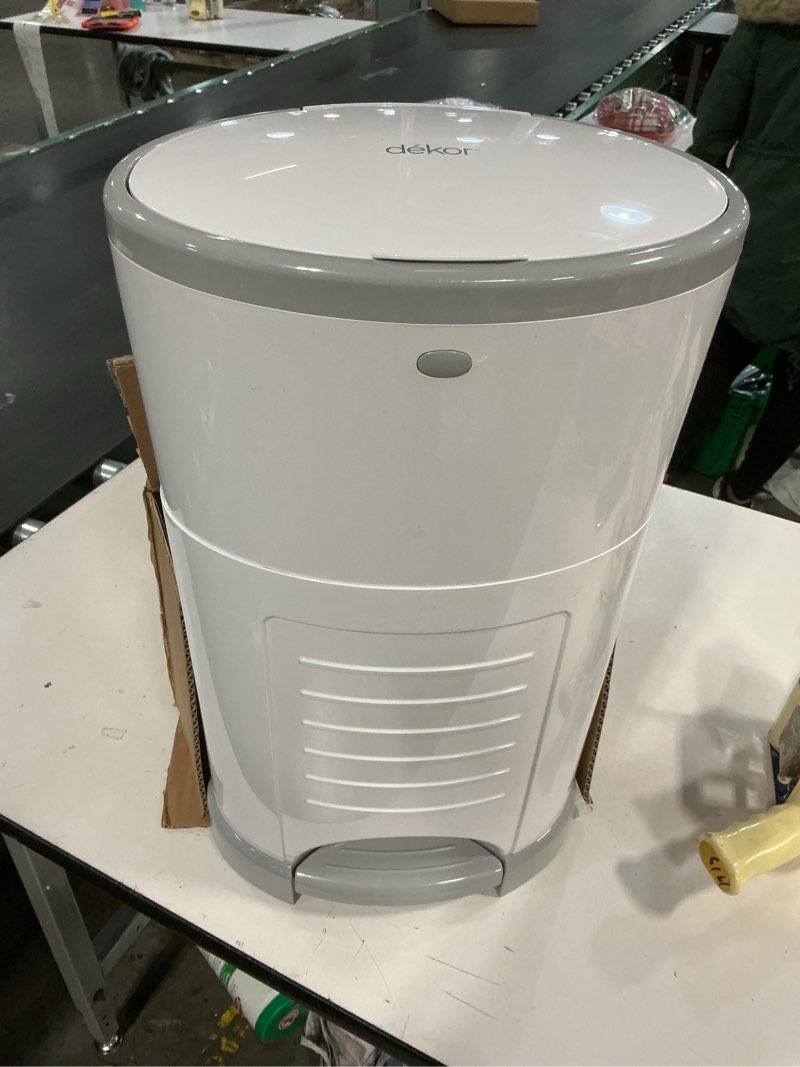 Condition photo showing Good Condition for Diaper Dekor EKO Plus Diaper Pail, White | ONLY Eco-Friendly Diaper Pail Made with 70% Recycled Materials | Hands-Free: Step–Drop–Done | Cost-Effective Refill System |Great Cloth Diaper Pail Eko White