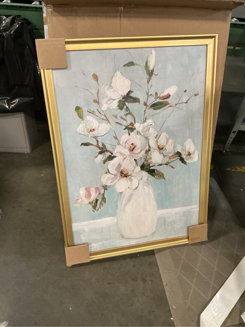 Condition photo showing Good Condition for 2 piece set magnolia romance premium framed canvas - ready to hang - 18.5 x 24.5 each - gold frame