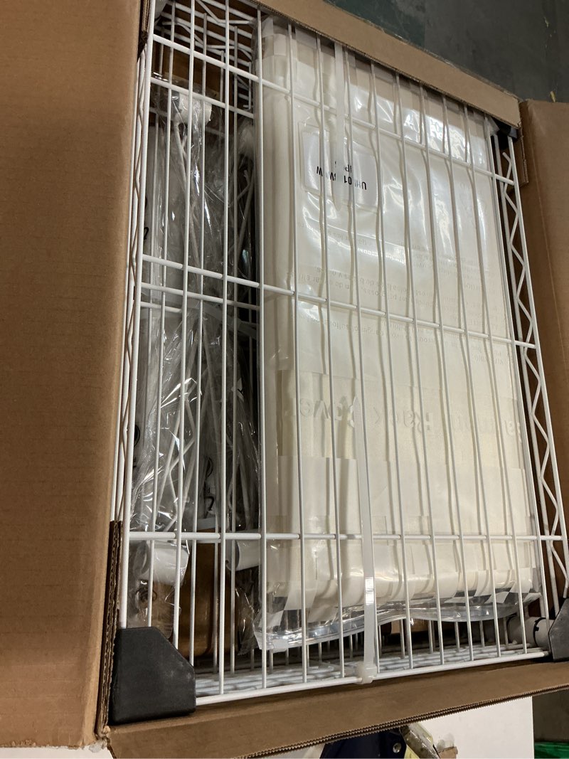 Condition photo showing Good Condition for Ulif E13C Heavy Duty Closet Organizer System?Freestanding Clothing Racks for Hanging Clothes?Adjustable Garment Rack 63" W x 16" D x 77" H Hold 960 lbs?White Clothing Rack with White Dustproof Cover White Rack With White Cover