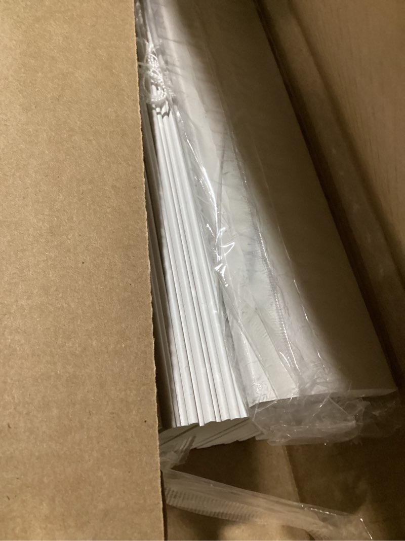 Condition photo showing New/Like New for levolor basics cordless light filtering faux wood blinds, easy to install 2” blinds for windows, timeless look, fits up to 34” width and 64” length, home solution for any space or room 34"w x 64"h white 1