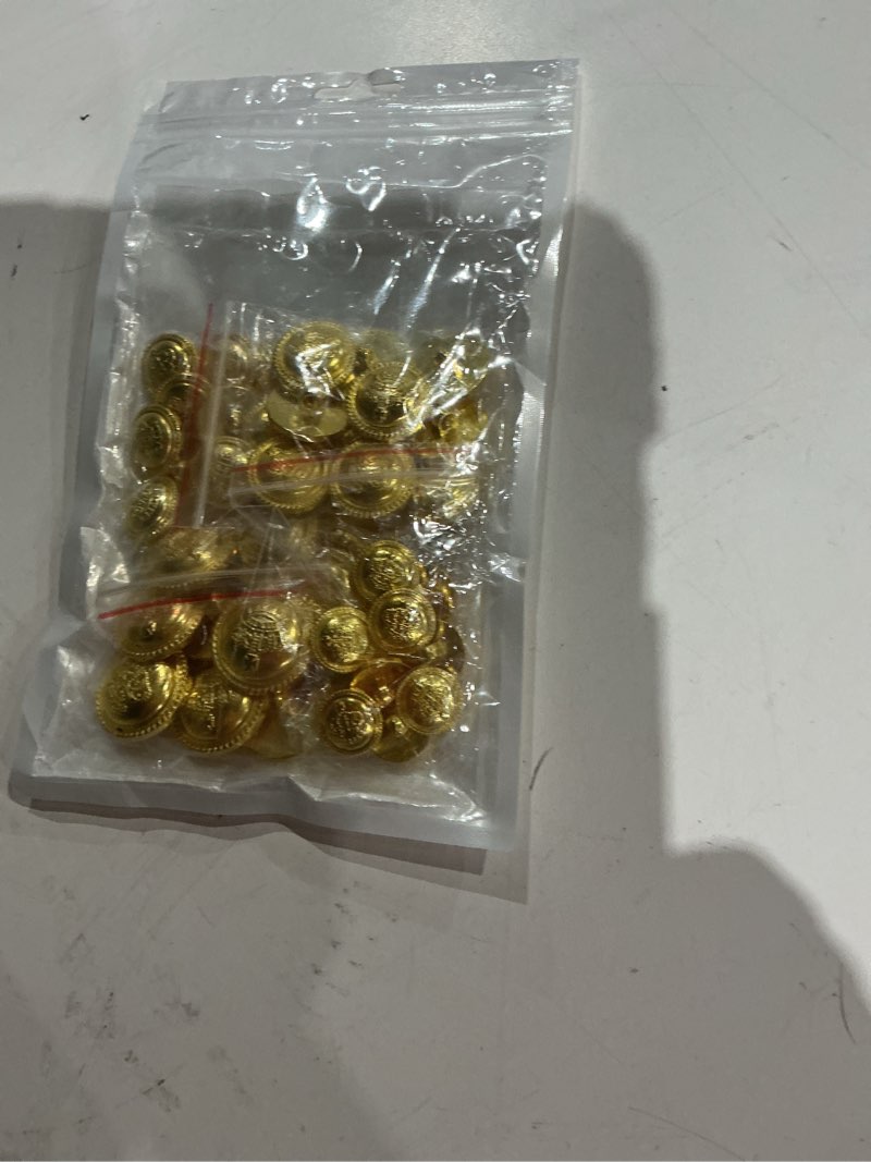 Condition photo showing Good Condition for 40 pcs gold buttons for blazer, vintage sewing buttons for jeans suits sport coat uniform jacket (15/18/20/25mm)