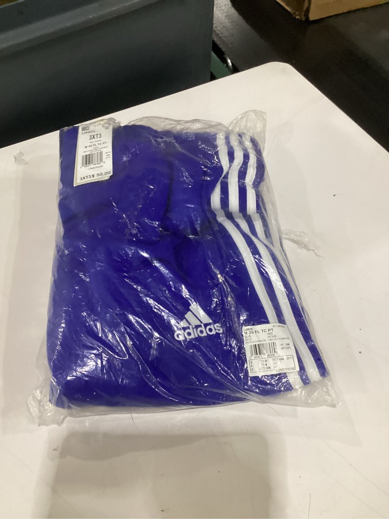 Adidas Mens Essentials Fleece 3-Stripes Tapered Cuffed Pants, Semi Lucid Blue, 3X-Large, Tall 3 Inch