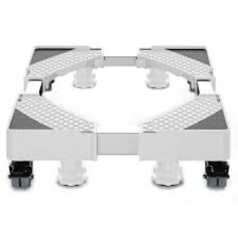 upgrade fridge stand mobile base with 4 locking wheels and 4 strong feet hqo lovl 27.5”-35.4” adjustable furniture dolly for washer dryer washing machine stand pedestal, refrigerator stand 27.5”-35.4” beige- 4 wheel & 4 feet