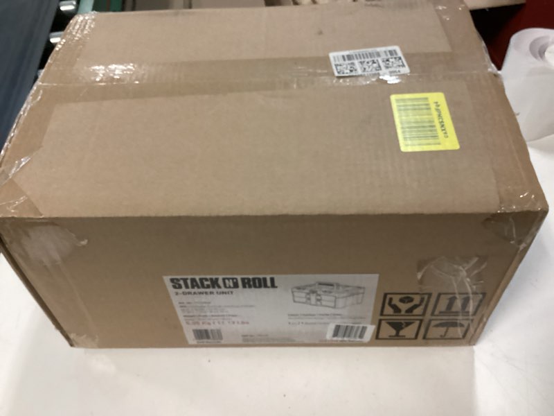 Condition photo showing New/Like New for keter stack-n-roll two drawer tool box for small parts and power tool accessories, fits keter modular tool storage system 2 drawer
