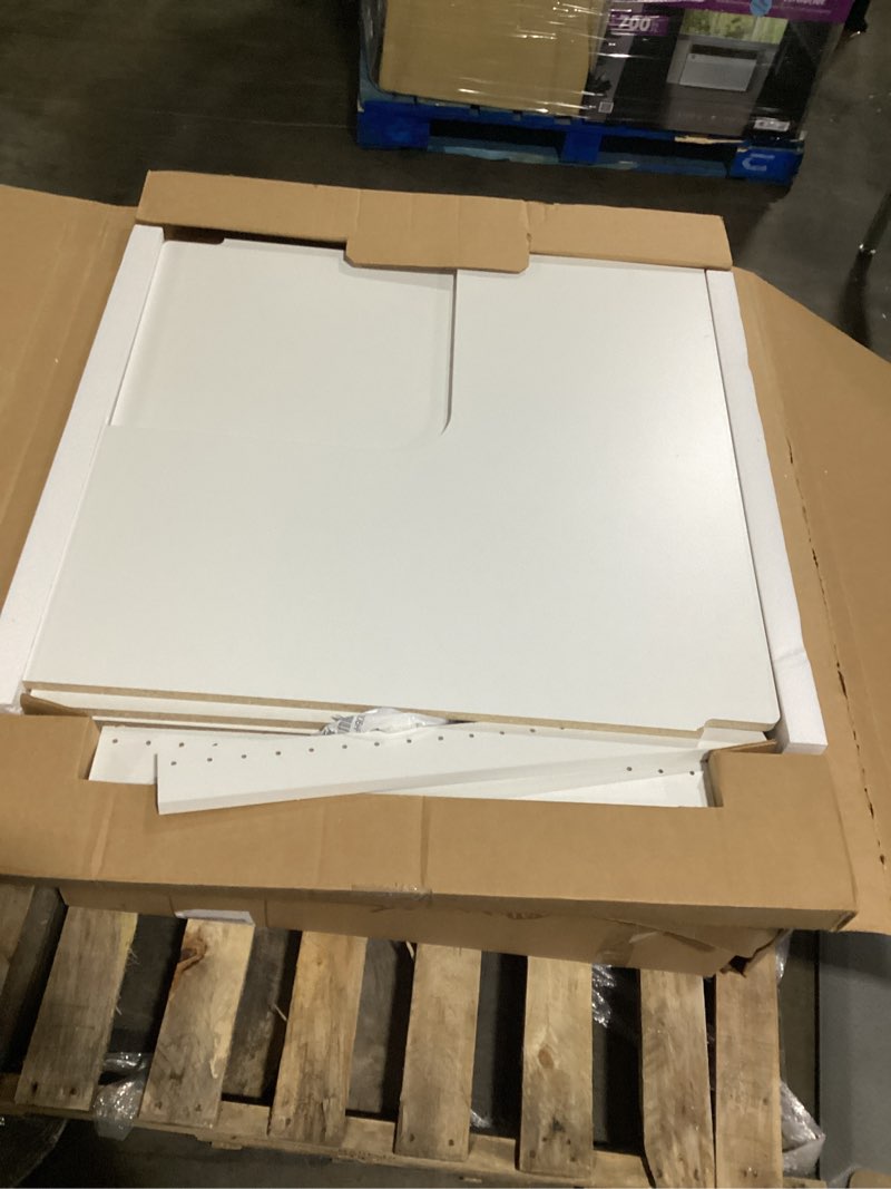Condition photo showing Good Condition for 30 in. d x 30 in. w classic white wood corner shelf (3-pack)