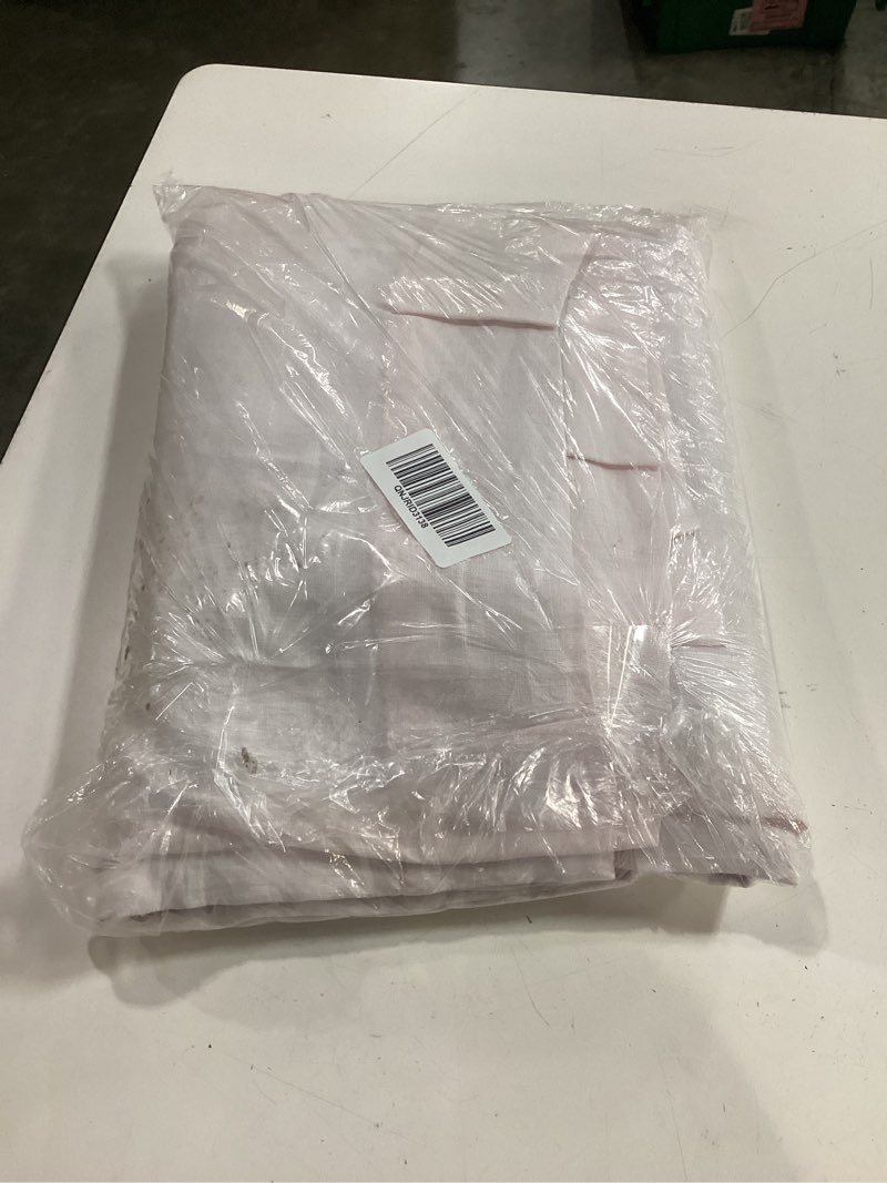 Condition photo showing As Is for european linen room darkening curtain, 48x120, vintage blush