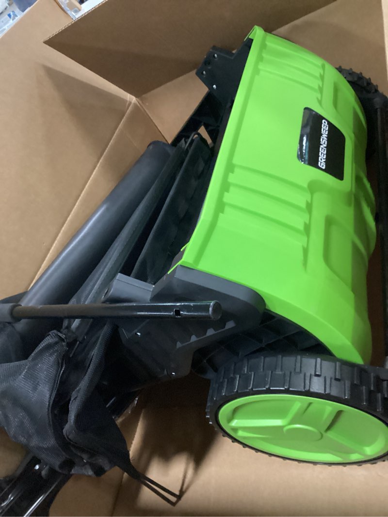 Condition photo showing Good Condition for Pickup Pro 2 Leaf & Lawn Sweeper – Push Powered Garden Sweeper for Grass Clippings, Leaves & Debris – Manual Push Yard Sweeper with Height Adjustment & Large Collection Hopper
