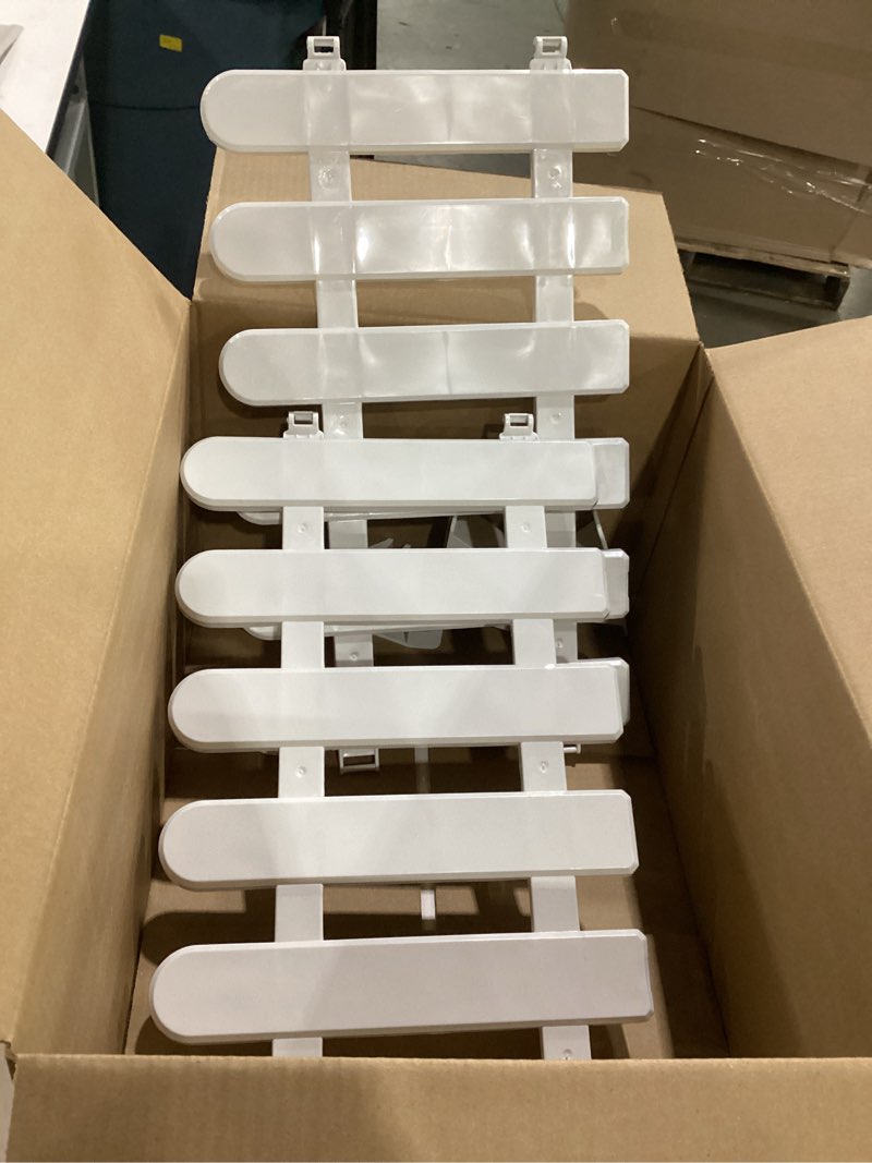 Condition photo showing As Is for 2pcs white picket fence, mini garden fence, plastic picket panels with 4 stand bases, diy landscape border fence for flower beds, gardens, patio decor, no dig decorative fencing 19.7” x 11.8"