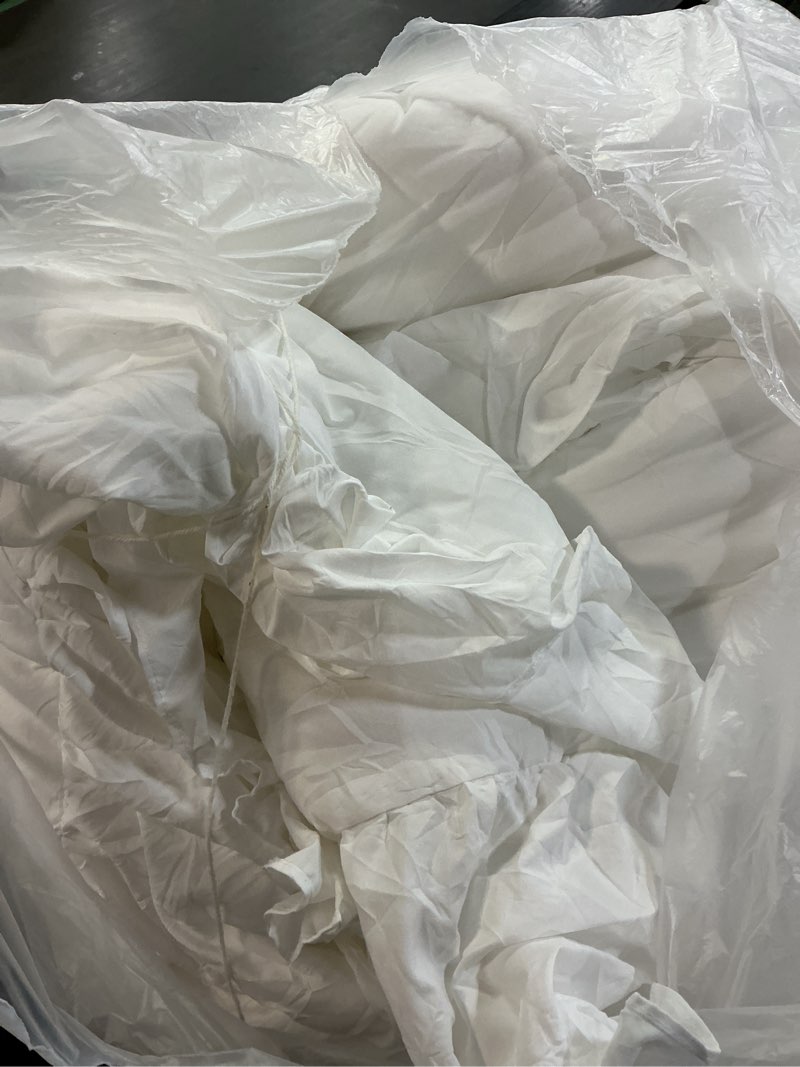 Condition photo showing As Is for Andency White Comforter Set Queen Size, Lightweight Fluffy Farmhouse White Ruffle Bedding Set, Soft Microfiber All Season Shabby Chic Bed Comforter Set 3 Pieces(1 Ruffle Comforter 2 Pillowcases) White Queen(90"x90")