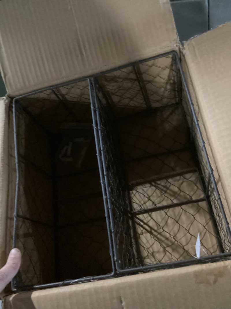 Condition photo showing As Is for DII Chicken Wire Collection Farmhouse Vintage Wall Baskets, Small Basket, Vintage Grey Small Basket Vintage Grey