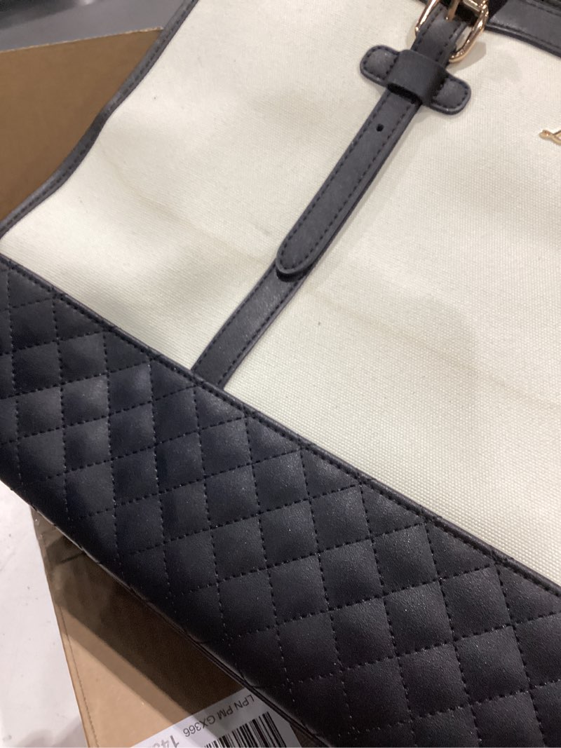 Condition photo showing As Is for lovevook women's canvas laptop tote, 17.3 inch, large capacity work bag with clutch purse, computer bag office business briefcase, casual handbag for travel college teacher school 17.3 inch a-black & white