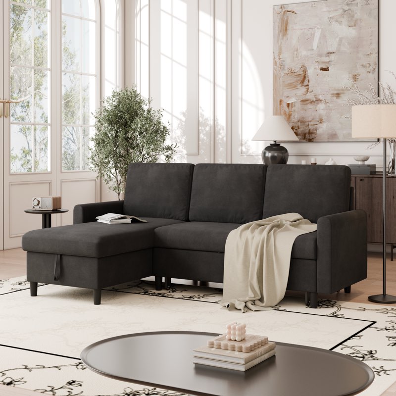 (Incomplete, 1 box only ) 77.2\" Upholstered Sleeper Sofa Couch Upholstery Color: Dark Gray
