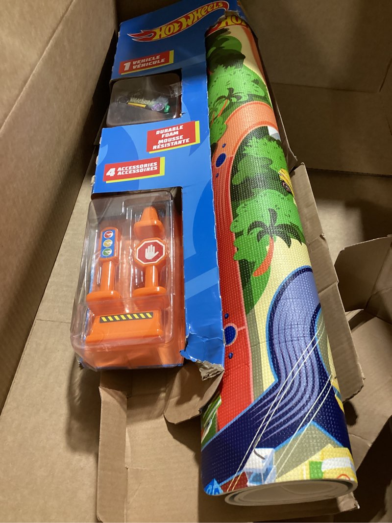 Condition photo showing As Is for Imaginmat: Deluxe - Hot Wheels - Floor Playmat & Toy Car, 30.5 x 20.5, Character Vehicle & Road Accessories, Durable EVA Foam Mat, Licensed, Kids 3+