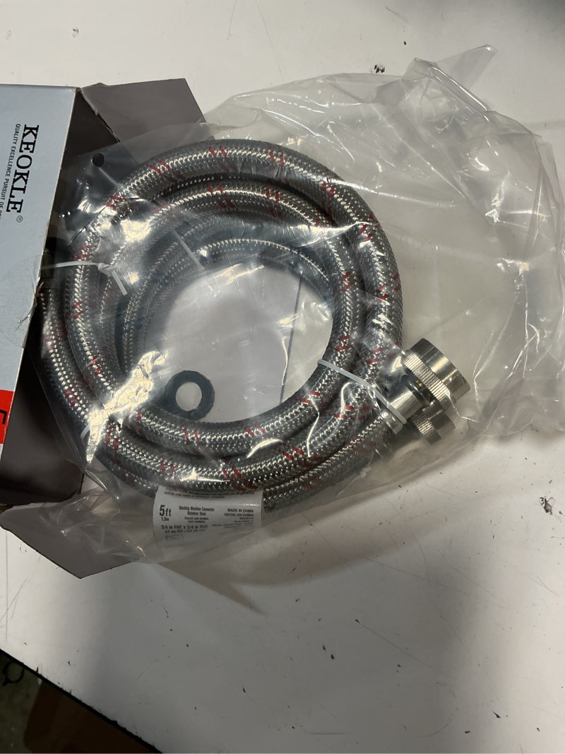Condition photo showing New/Like New for washing machine hoses,5ft washer hoses 2pack ¾" stainless steel braided burst proof water supply lines universal fit to hot and cold connector straight connection 5 ft washing machine hose (2 pack)