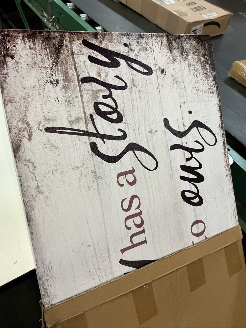 Condition photo showing Good Condition for derkymo large size wood framed canvas wall art every family has a story, welcome to ours. rustic artwork ready to hang for living room bedroom decoration 20 x 40 inches