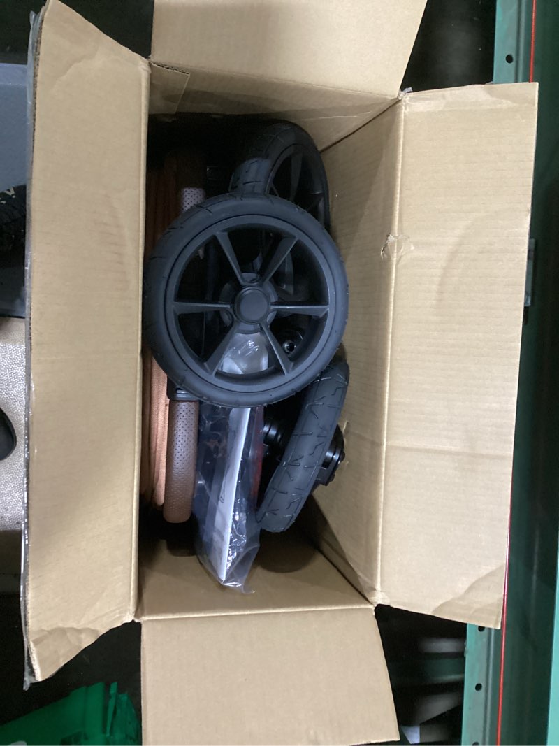 Condition photo showing As Is for baby jogger® city mini gt3 all terrain baby stroller with forever air rubber tires, all wheel suspension, lightweight stroller with magnetic buckle, no-rethread harness, and foot brake, sierra sand single stroller sierra sand