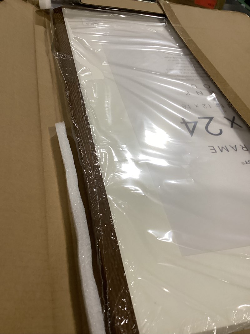 16x24 Wood Frame, Solid Oak 16x24 Poster Frames with Mat to 12x18(Openning Size is 11.7x17.7), Natur