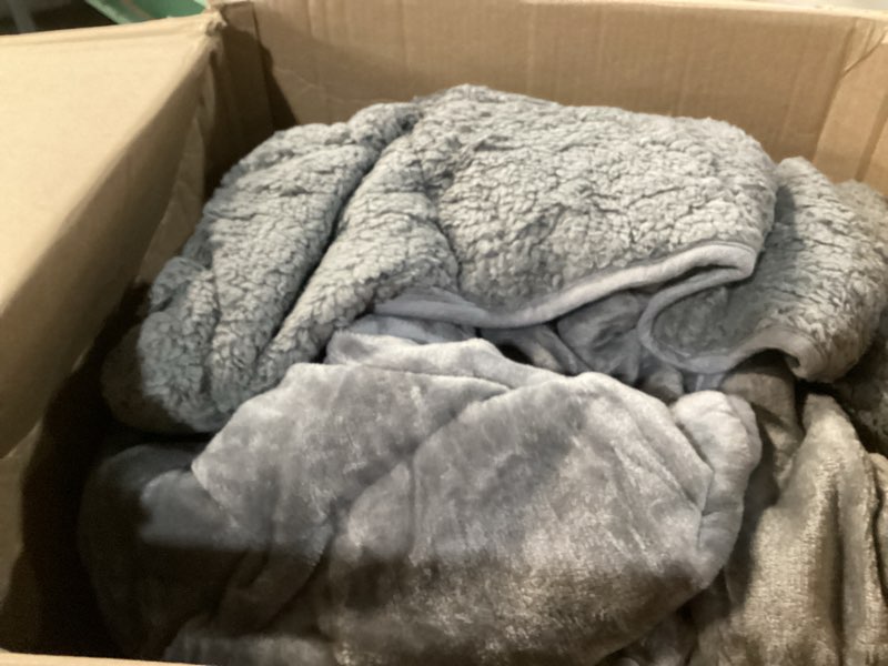 Condition photo showing As Is for cottonblue weighted blanket 15 lbs queen size 60x80 inches, flannel shaggy sherpa weighted blanket for adults comfortable weighted blankets for calming and relax, bed sofa heavy blankets, grey grey 60 x 80 15 lb