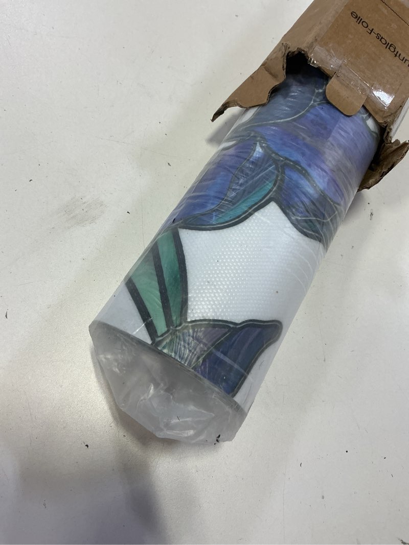 Condition photo showing Good Condition for Coavas Stained Glass Window Film Privacy Static Cling - UV & Heat Blocking Floral Design for Bathroom, Front Door - No Glue Reusable Window Cover, Purple, 35.4" x 78.7" 35.4 x 78.7 Inch Blue