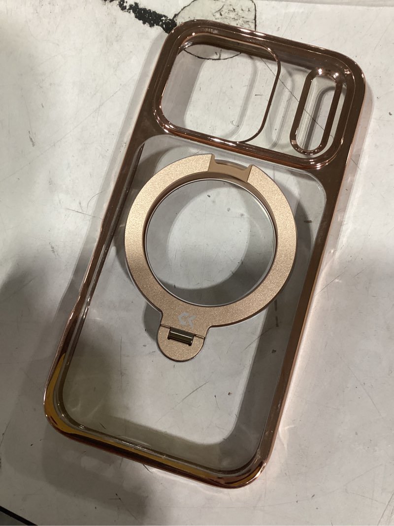 Condition photo showing Good Condition for CASEKOO Rose Gold Glossy Designed for iPhone 17 Pro Case with 360 Spin Magnetic Stand [Fit for MagSafe][17FT Military Protection] Slim Polished Frame Titanium Alloy Sturdy Stand 6.3'', Rose Gold for iPhone 17 Pro 6.3'' Gold