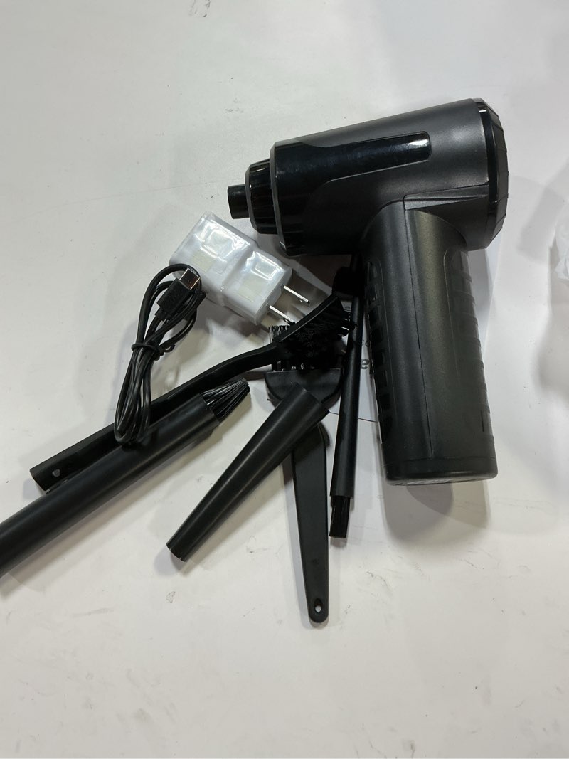 Condition photo showing Good Condition for Electric Compressed Air Duster Rechargable Air Blower for Car 100000RPM Air Can Duster for Computer PC Mini Blower Cordless with Led Light Handheld Blower Keyboard Cleaner, Black AD37- BL