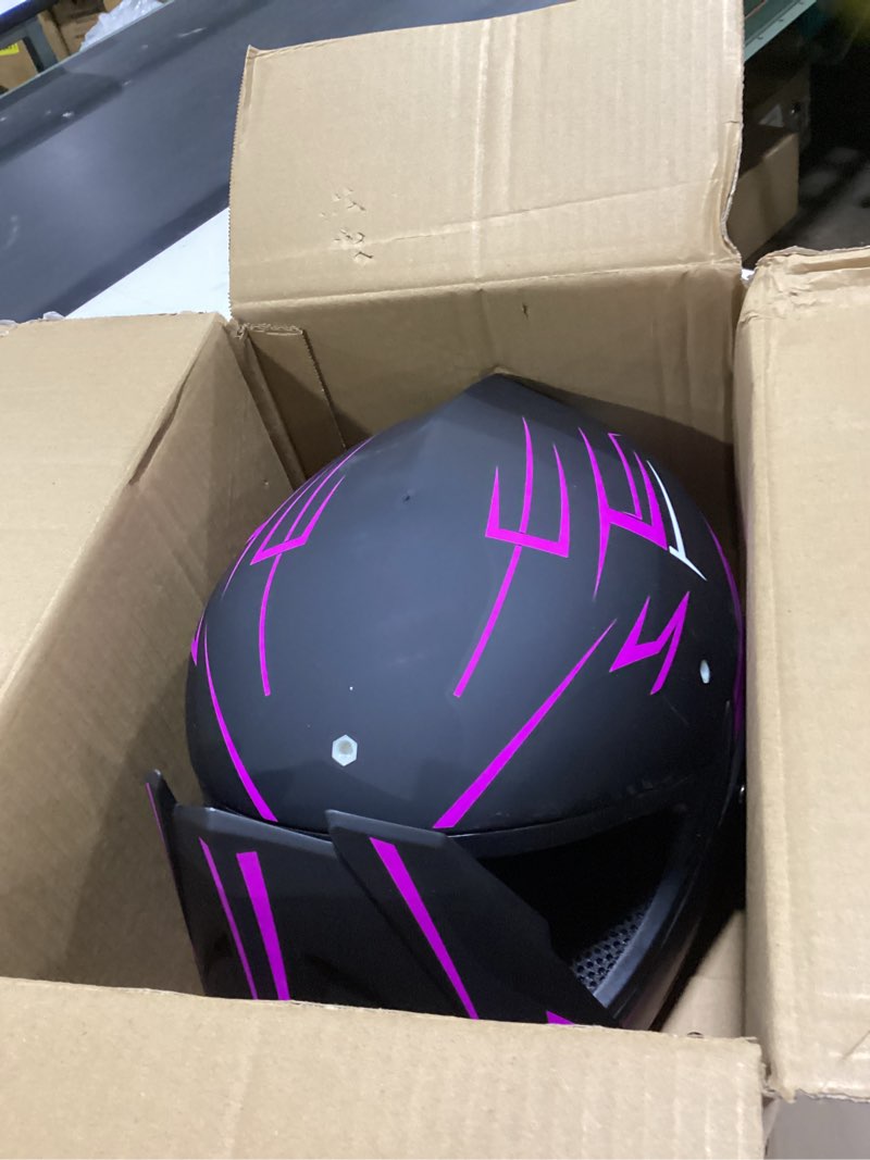 Condition photo showing Good Condition for motuna youth dirt bike helmet,kids motocross full face helmets,mountain bike bmx mx atv girls motorcycle helmet for kids 8-14 with(goggles,gloves,mask) 4-pcs set,dot approved(purple,m) purple medium