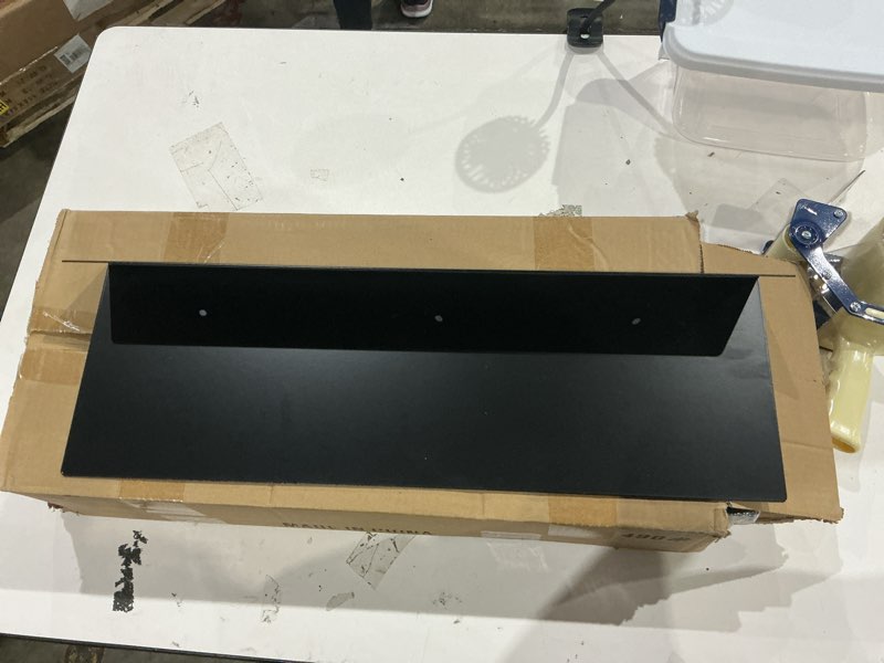 Condition photo showing Good Condition for eadot matte black metal floating shelf  x stainless steel heavy duty floating shelves, linear metal shelf, display ledge wall mounted shelve fits 16" studs