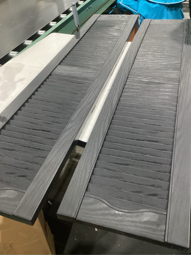 Condition photo showing As Is for similar ))))reliabilt 12x55 in w x 58-in h black louvered polypropylene exterior shutters ( 2 -pack )