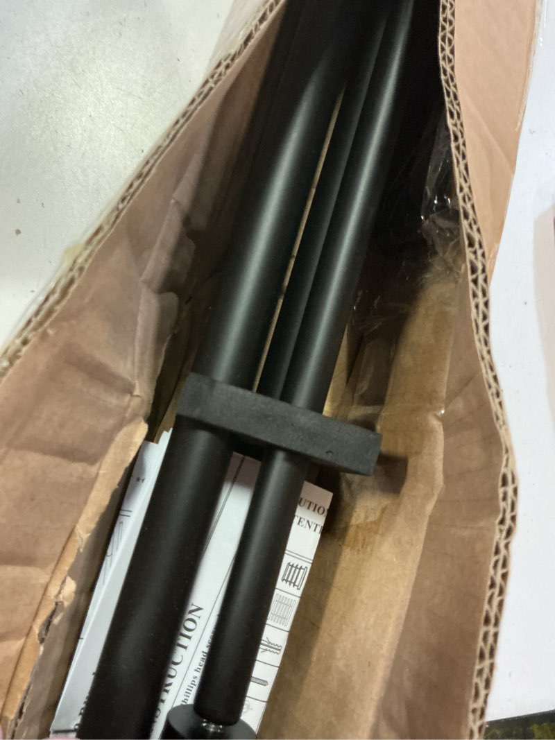 Condition photo showing New/Like New for double curtain rods 28-48 inch, matte black metal, adjustable, telescoping, wall mounted, holds up to 30lb matte black 28-48"