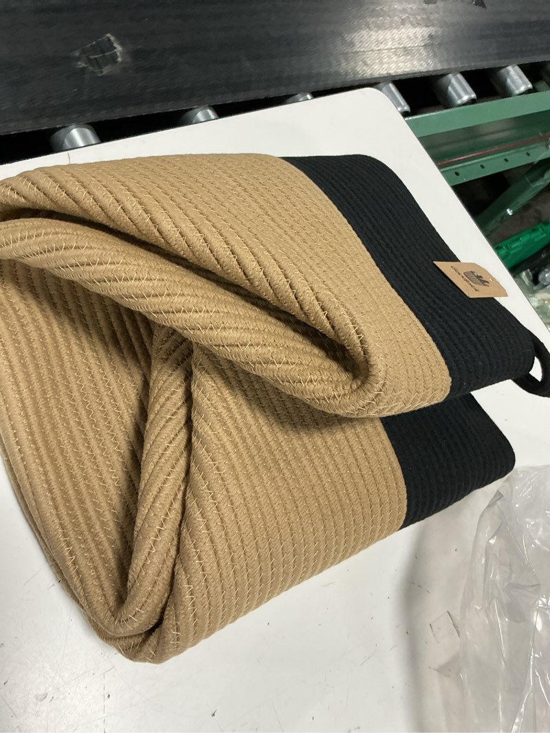 Condition photo showing Good Condition for indressme xxxlarge woven rope blanket basket living room black camel, 90l | 21.7" x 13.8" storage baskets for toys laundry & pillows. fits living room, bedroom or nursery décor. soft-touch with handles