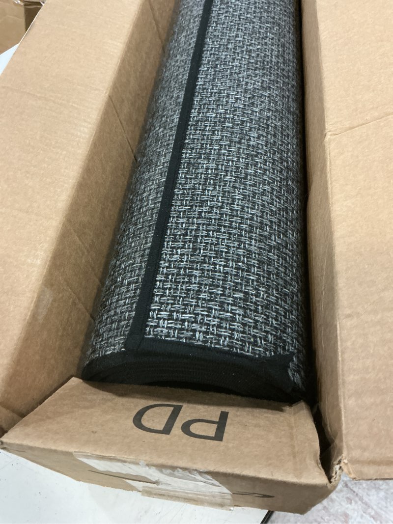 Condition photo showing As Is for 8ft natural jute hallway runner rug non slip washable, rubber backed long indoor entryway runner, absorbent kitchen carpet sink rug, camel 2'4" x 8' (rectangular) camel