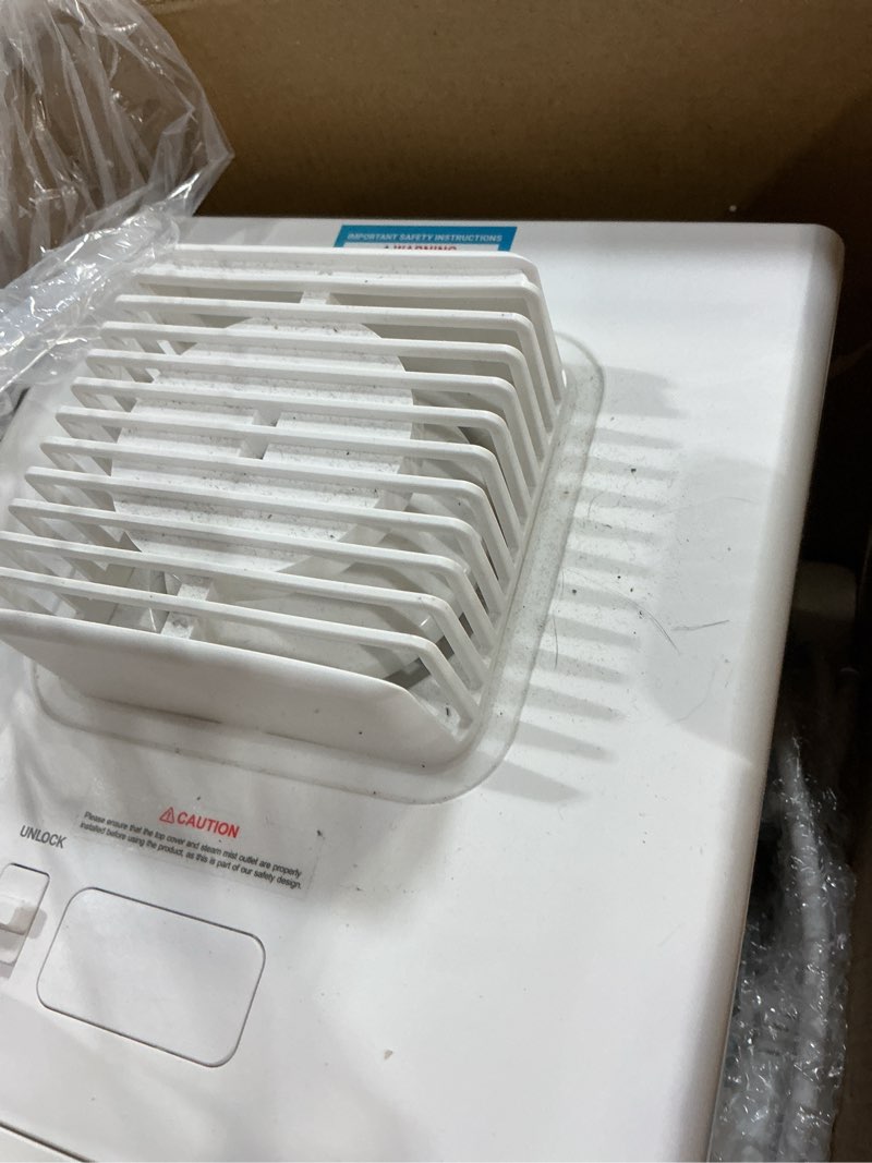 Condition photo showing As Is for Stainless Steel Humidifier, 3L Warm Mist Humidifier, Easy Clean with Warm Steam Humidifier, Healthy Air Mist Humidifiers for Bedroom Living Room, with Sleep Mode and Auto-off Setting 3LWhite