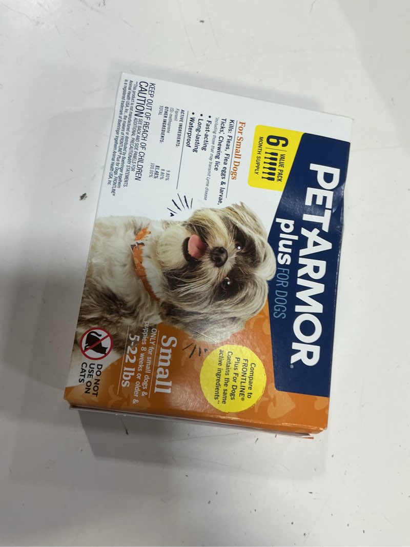 Condition photo showing New/Like New for petarmor plus flea and tick prevention for dogs, small dog flea and tick treatment, 6 doses, waterproof topical, fast acting (5-22 lbs) 5-22 lbs 6 count