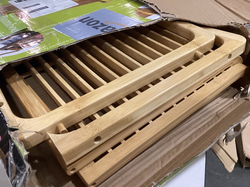 Condition photo showing As Is for oceanstar 2-tier bamboo shoe rack, natural