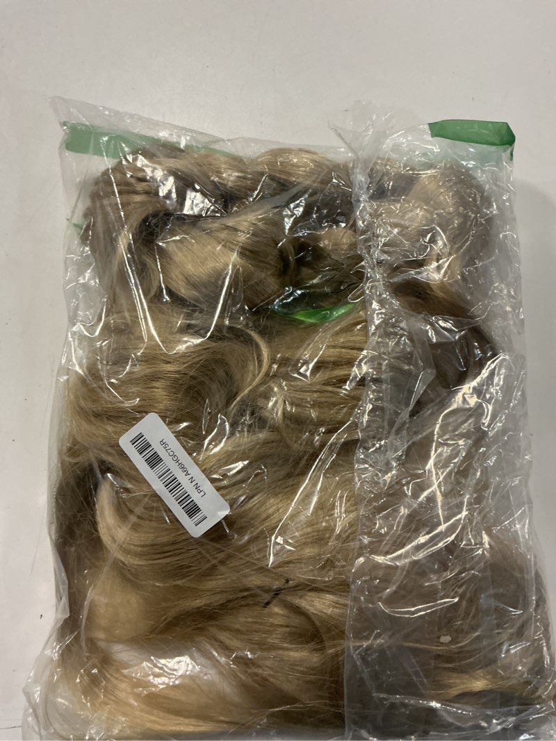 Condition photo showing As Is for angelaicos womens 47 inch long braids blonde costume rapunzel wig with 10pcs flowers