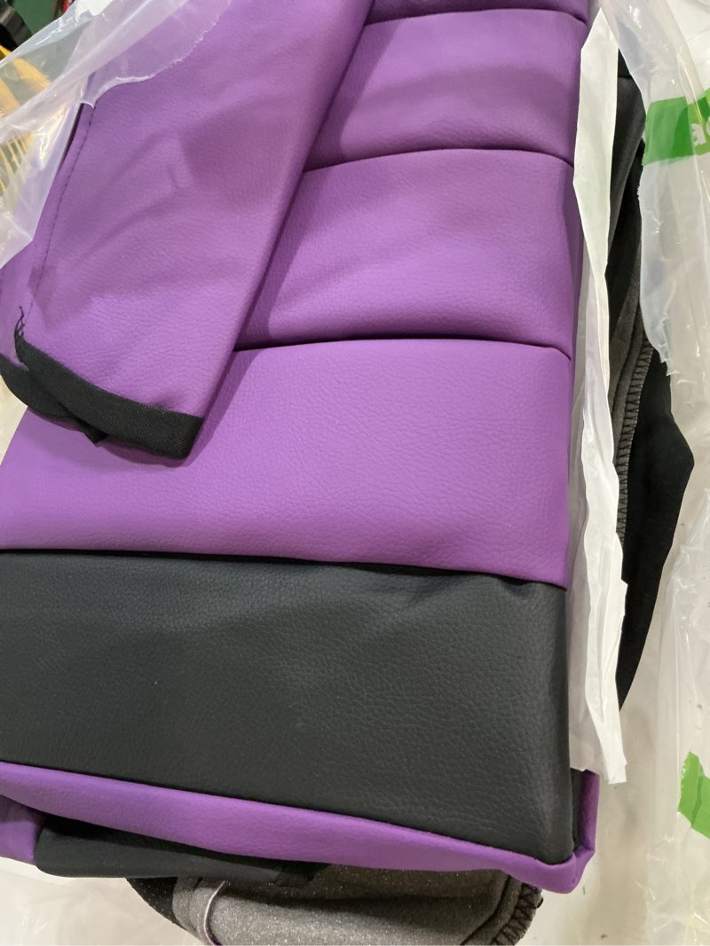 Condition photo showing New/Like New for car pass leather car seat covers front seats only, universal fit 3d foam support car seat covers for trucks vans suvs comfortable automotive interior airbag compatible 2 pieces (black purple purple front