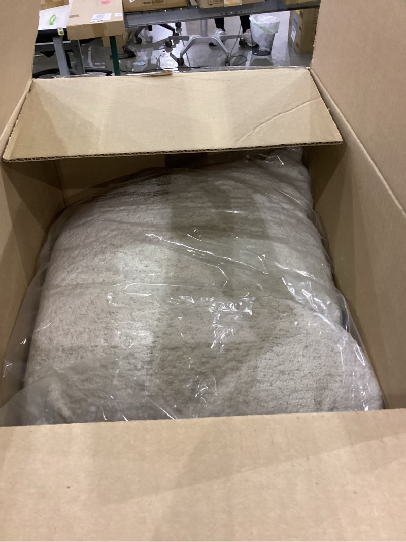 Condition photo showing As Is for Riverbrook Home Zippered Pillow Cover, Vincent Sand - White, 20 x 20-Inch