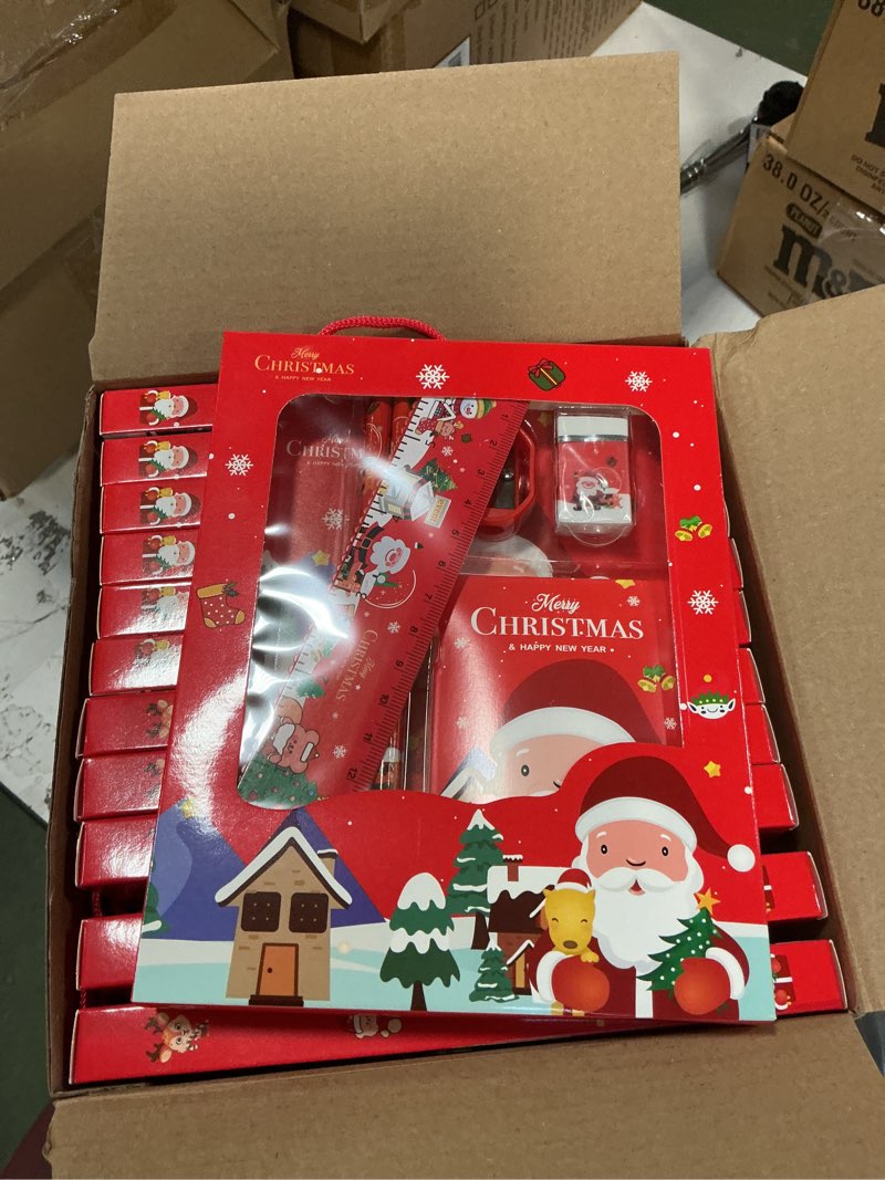 Condition photo showing New/Like New for Nezyo 24 Set Christmas Stationery Party Favors, Christmas Classroom Gifts Goodie Bags Xmas Gifts for Kids Students Stockings Stuffers 6 in 1 Notebook Pencil Ruler Eraser Pencil Sharpener(Multicolor)