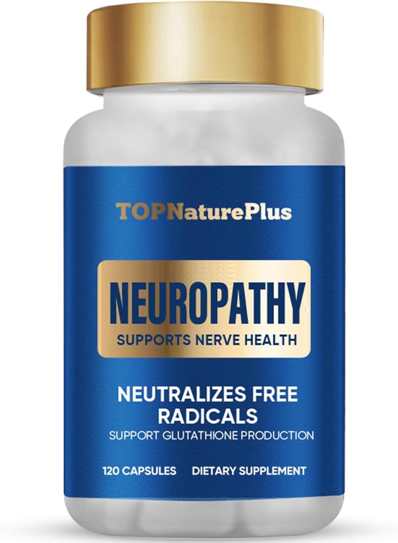 TOPNaturePlus Neuropathy Nerve Health Supplement, Nerve Relief Support with Alpha Lipoic Acid, Maximum Natural Formula for Feet, Hands, Toes, Back, Neck 120 capsules 