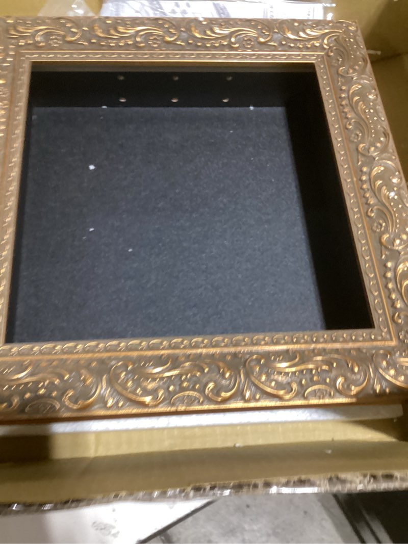 Condition photo showing Good Condition for PaletteLife Rococo Style Shadow Box Wall Cabinet, Antique Gold Frame, Square Type, 11.8 x 11.8 (30x30cm), Depth 2.4" (6cm), Adjustable Glass Shelf, Wall Mount, BLT-635GD Gold Square